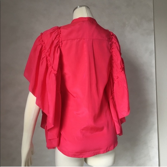 7 FOR ALL MANKIND Silk Cape Sleeve Blouse Top - Picture 3 of 5